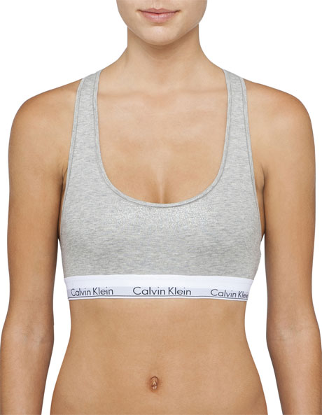 Modern Cotton Unlined Bralette in Grey Marle