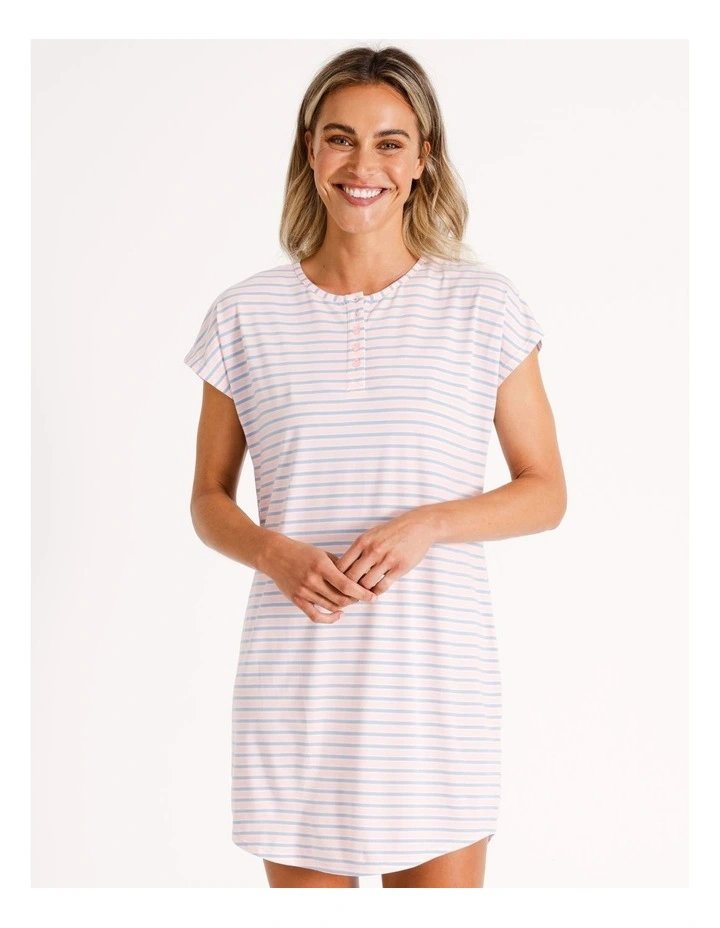 Placket Nightie in Pink Stripe