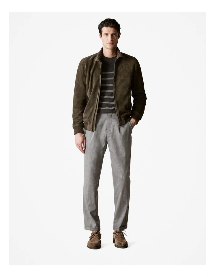 Regular Fit Suede Jacket in Espresso