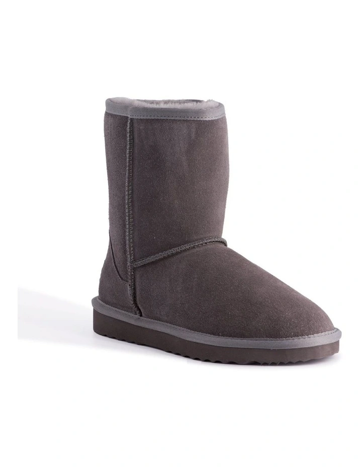 Women Mid Calf Zip-Up Sheepskin UGG Boot Grey