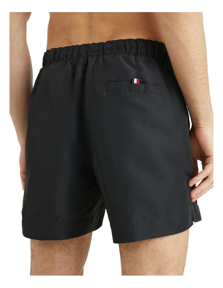Logo Mid Length Swim Shorts in Black