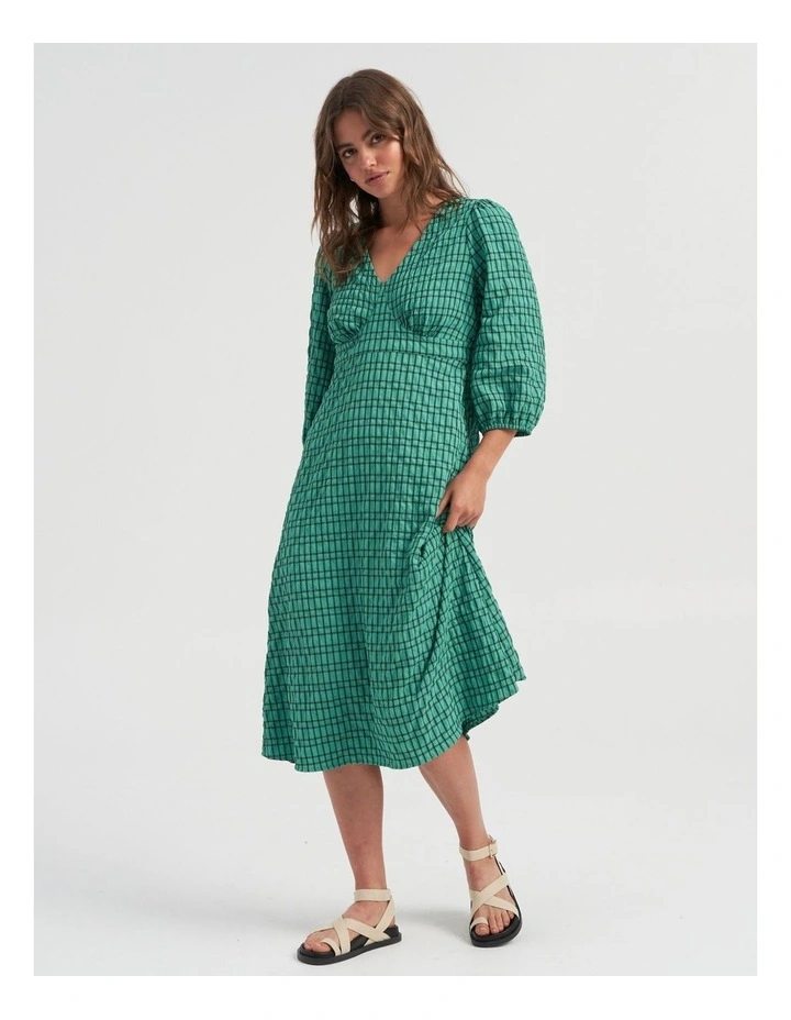 Checka Midi Dress in Green
