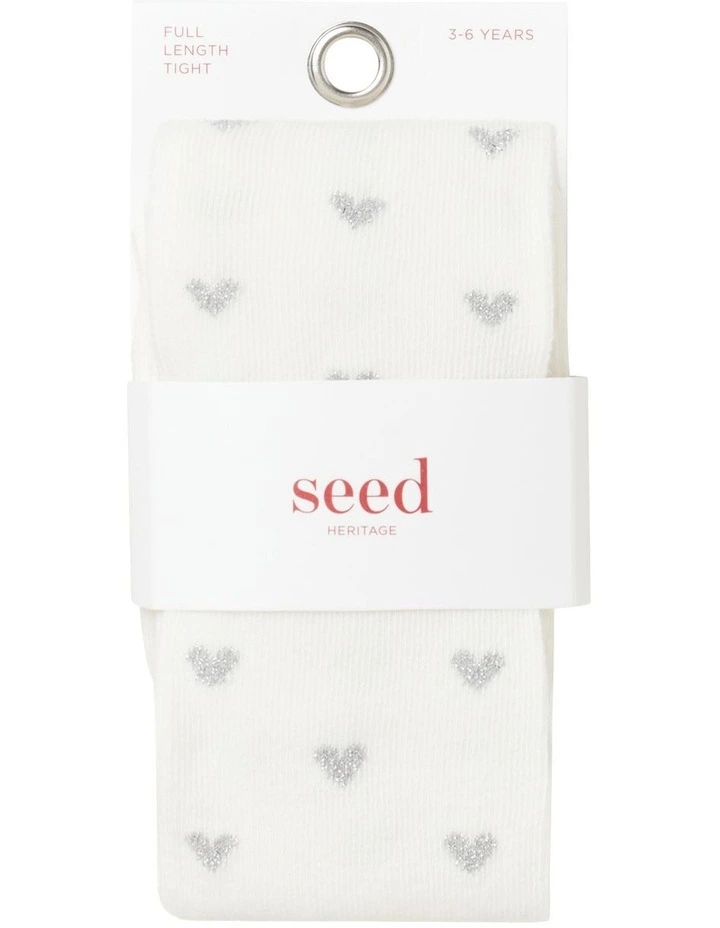 Silver Heart Tights White