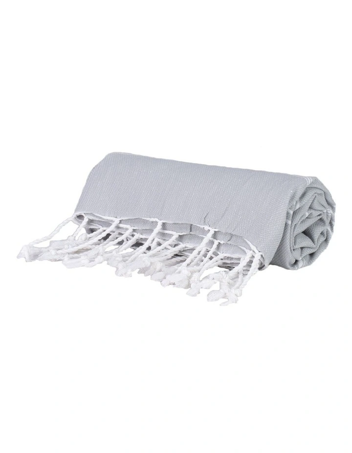 Thin Turkish Towel in Grey/White