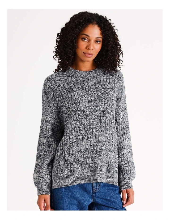 Organic Twist Yarn Crew Neck Jumper in Navy