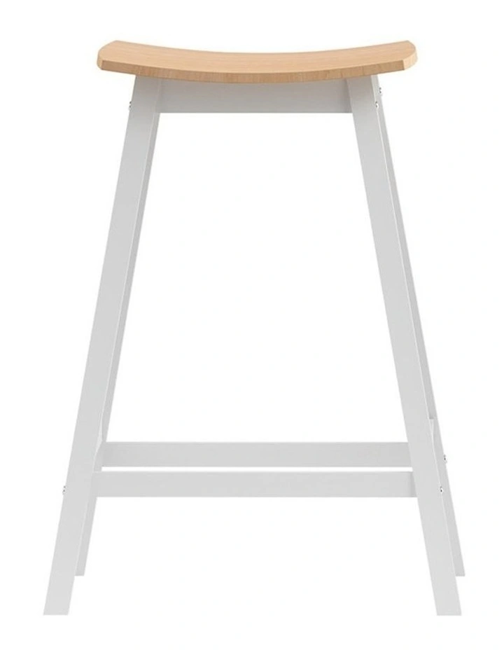 Wooden Bar Stools x2 in White/Brown