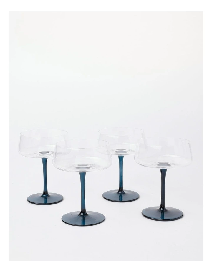 Jordan Martini Glass Set of 4 in Ink Blue