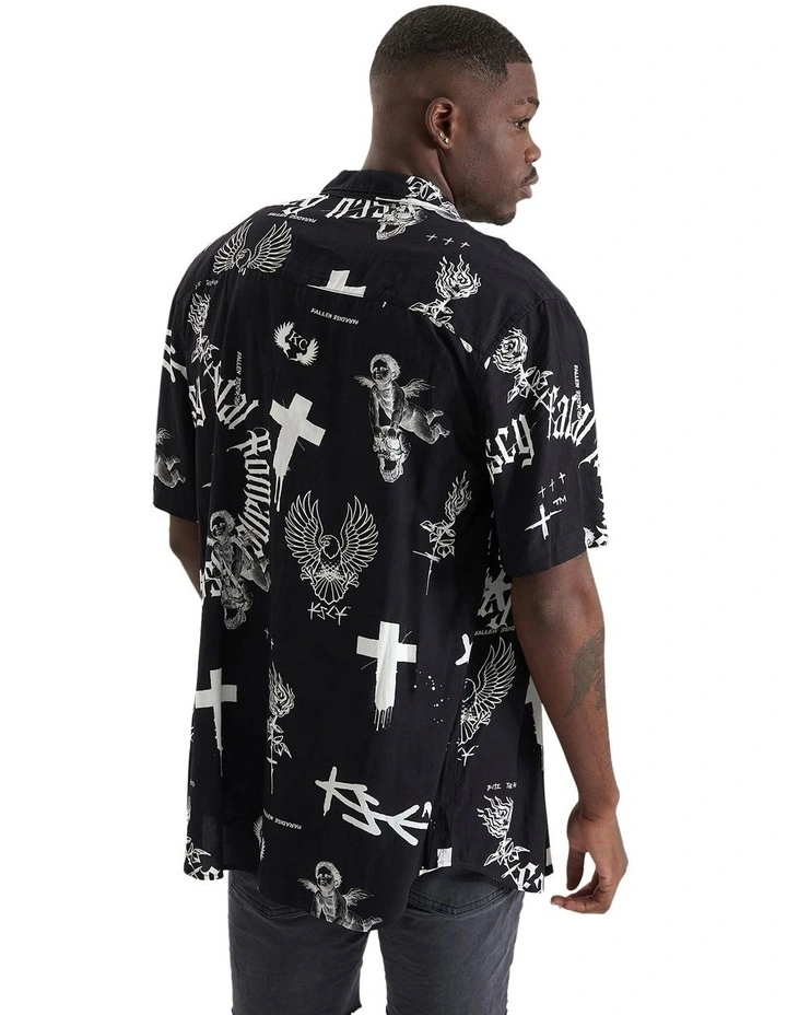 Augur Party Shirt in Black/White