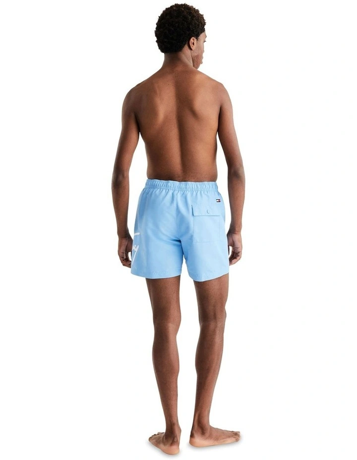 Signature Logo Mid Length Swim Shorts in Blue