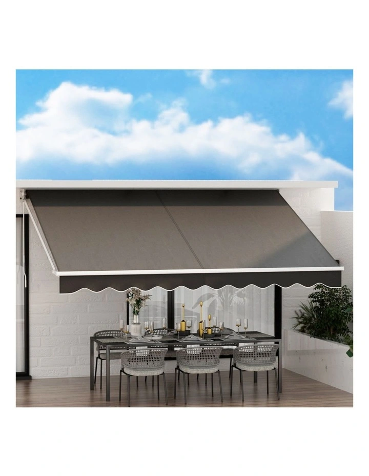 Retractable Folding Arm Awning Manual Sunshade 4Mx2.5M in Grey