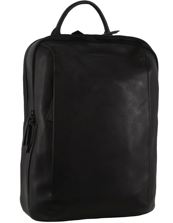 Leather Laptop Backpack in Black