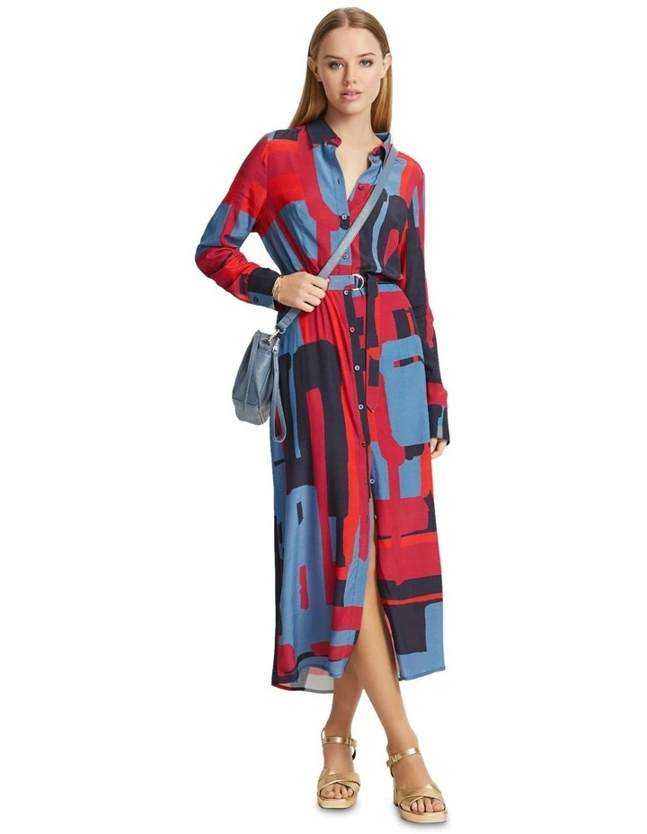 Dianne Large Scale Printed Dress in Blue Multi