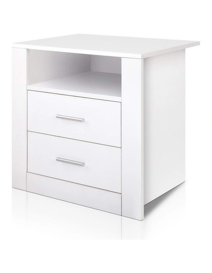 2 Drawers TARA Bedside Table in White