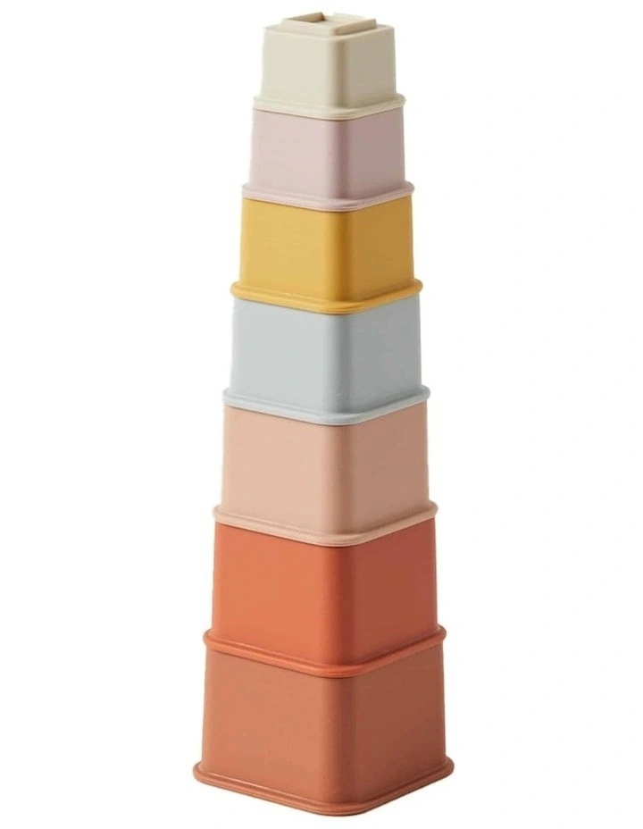 Charli Silicone Square Stacker Baby 0m Toy in Multi
