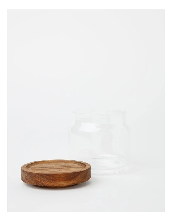 Glass Storage Jar with Acacia Lid 400ml in Clear