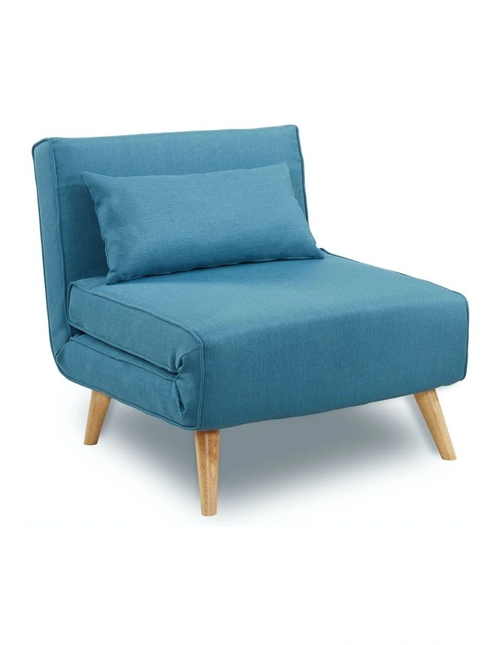 Adjustable Corner Sofa Single Seater Lounge Linen Bed Seat Chair Blue
