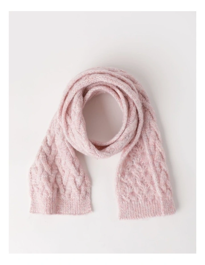 Cable Knit Scarf in Pink