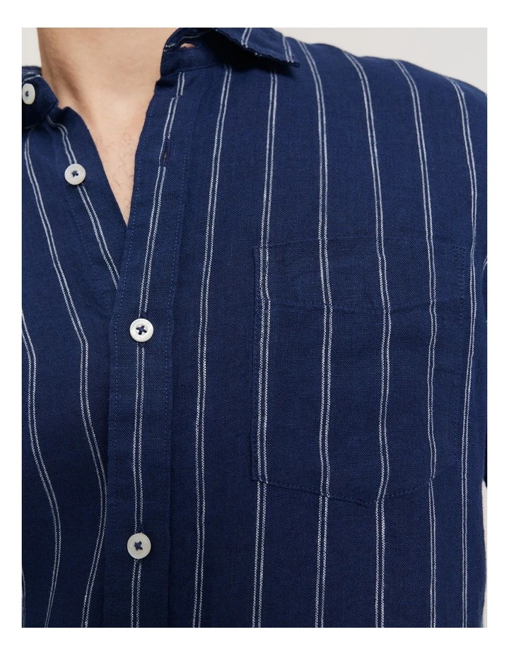 Regular Fit Pinstripe Shirt in Navy