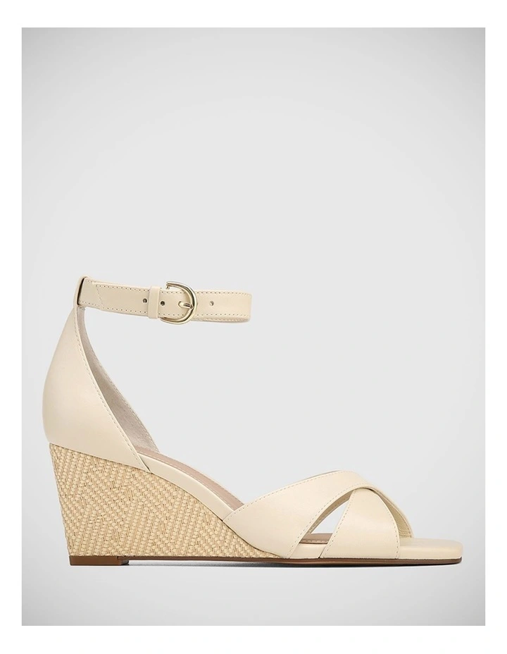 Mennie Leather Wedge Sandal in Ivory