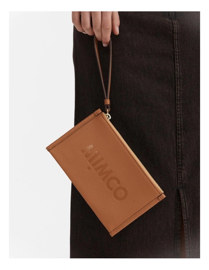 Patch Leather Pouch in Caramel