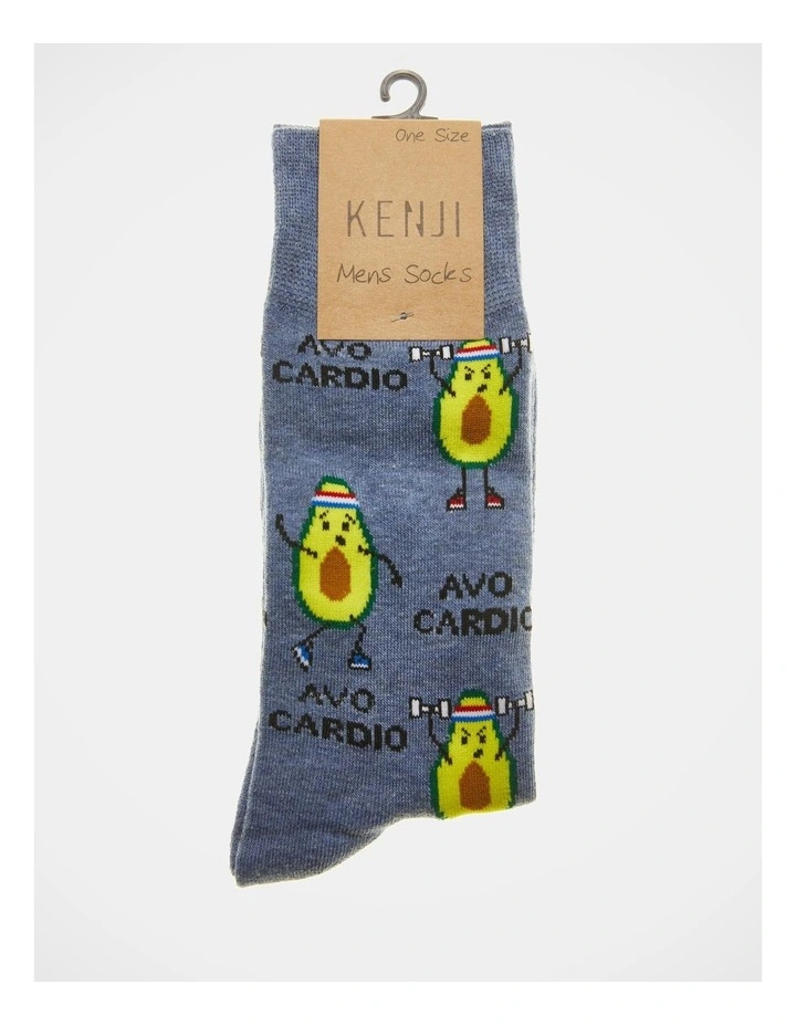 Pair Avo Cardio Crew Length Socks in Blue