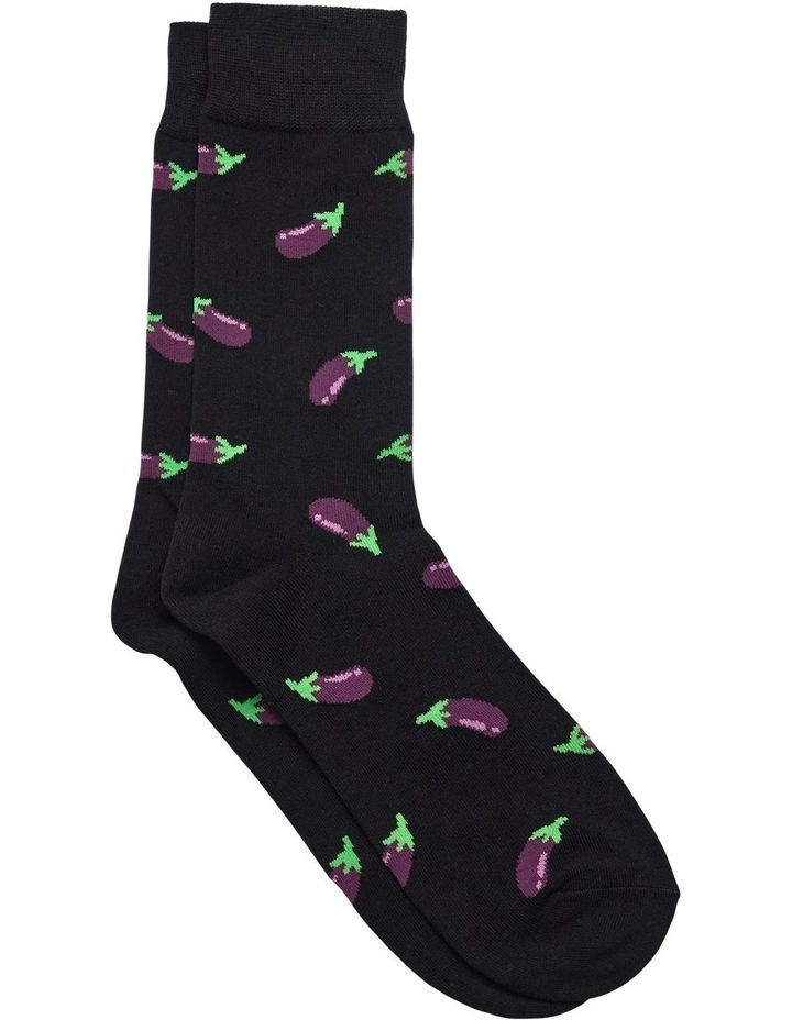 Eggplant Fancy Sock in Black
