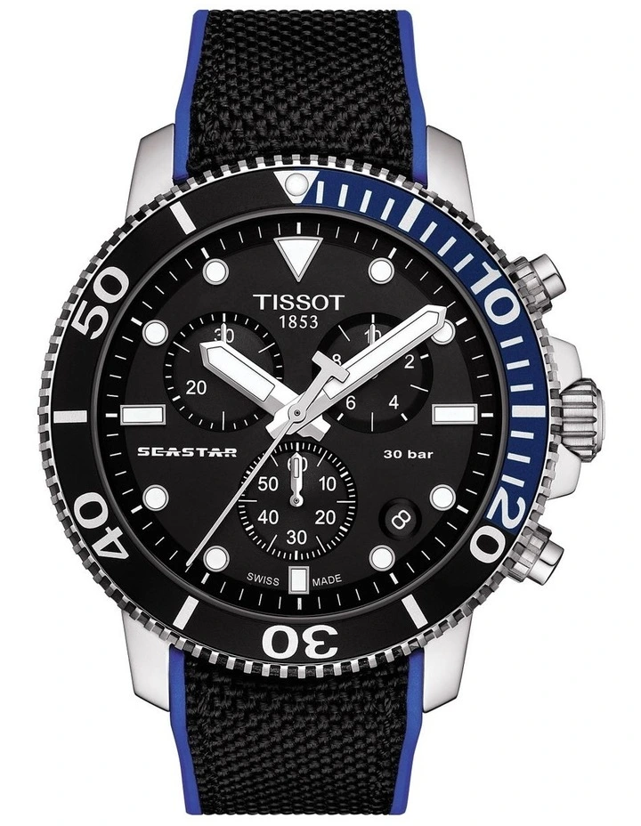 Seastar 1000 Chronograph T1204171705103 Watch in Black/Blue