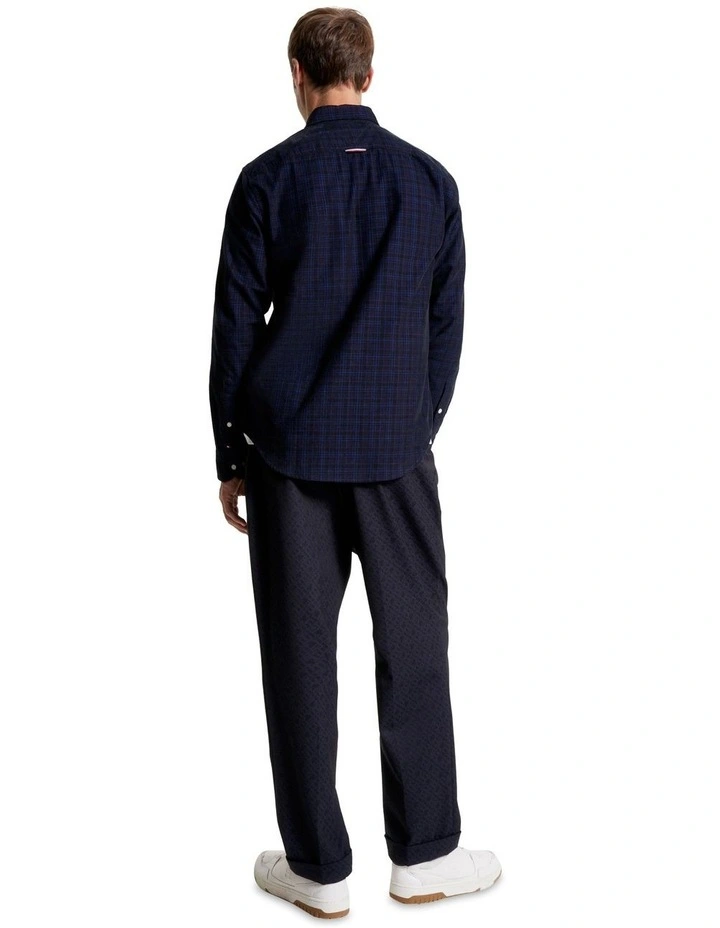 Small Corduroy Tartan Long Sleeve Shirt in Navy