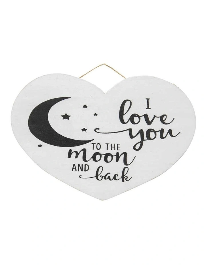 Handmade Love You To The Moon Wall Art Sign in Multi