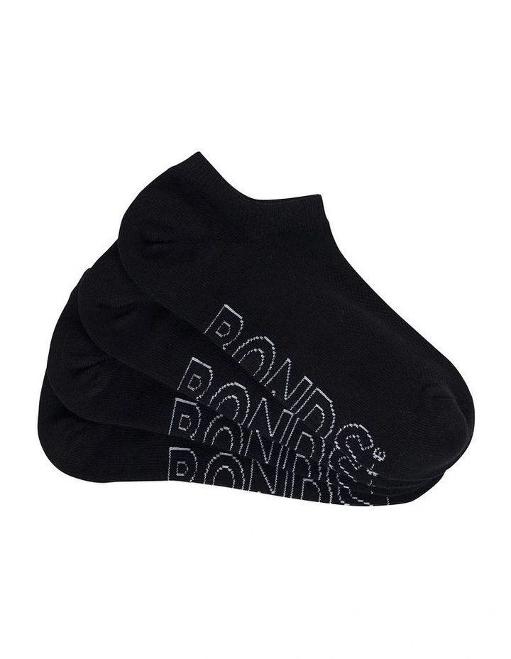 Aussie Cotton Logo Light Invisible Socks 4 Pair in Black