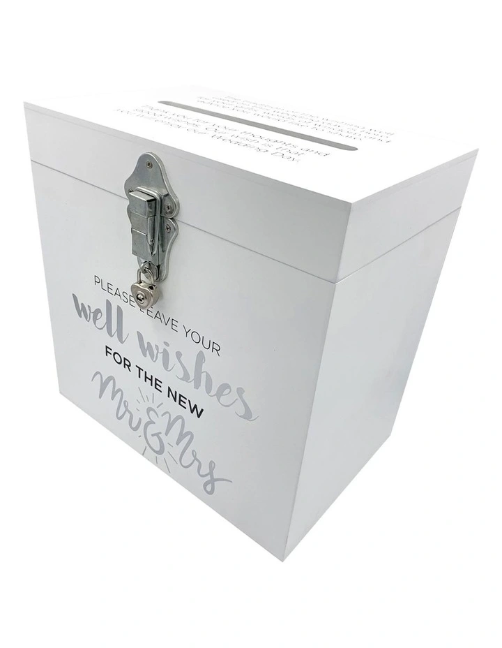 Mr. & Mrs. Wedding Wishing Well Box in White