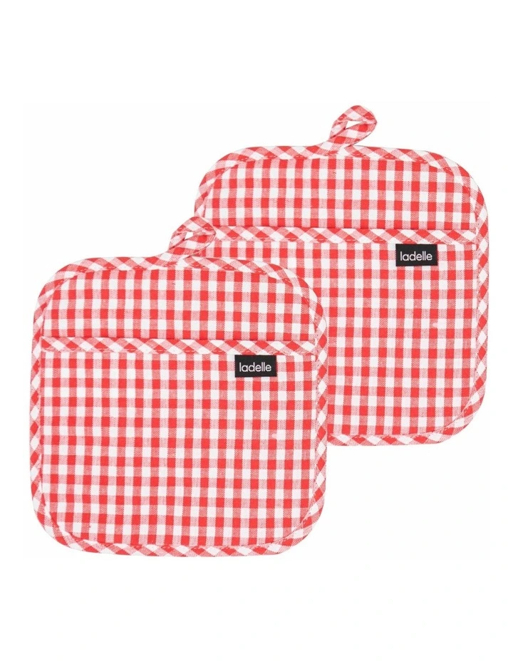 Gingham Pot Holder 2 Pack in Pink