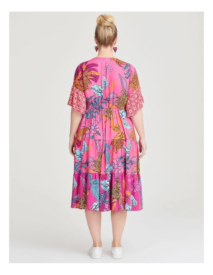 Natural Floral Geo Mix Dress in Print