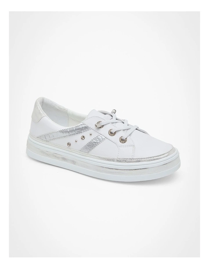 Stud Elastic Sneakers in White