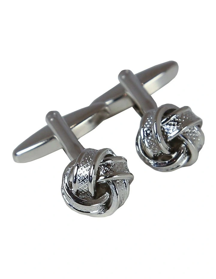 Banded Knot Cufflink in Silver