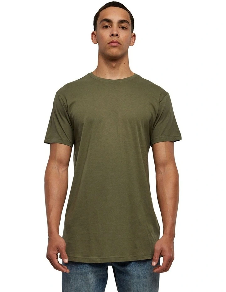 Mens Shaped Long Tee in Olive