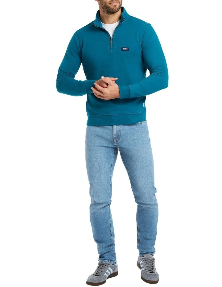 Barris 1/4 Zip Sweat in Deep Ocean