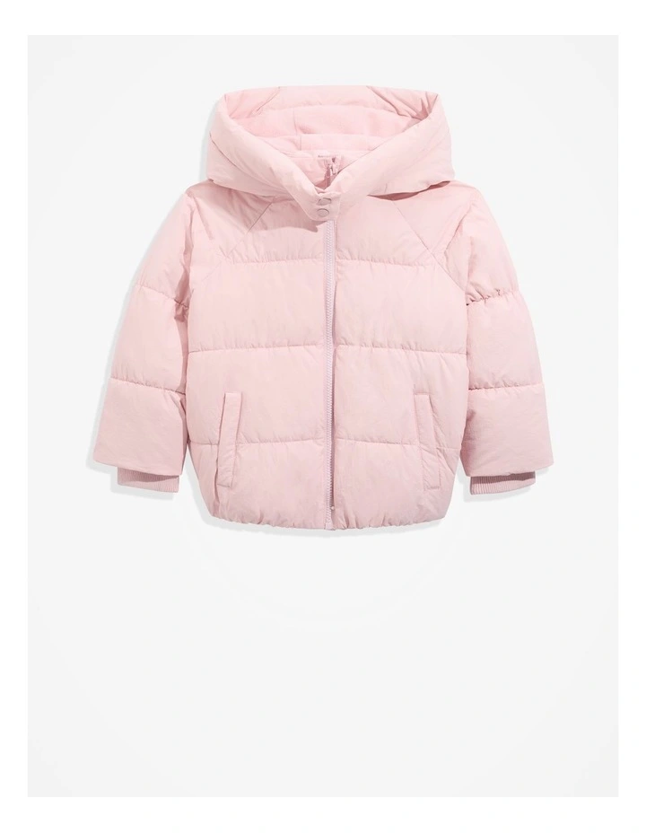 Recycled Nylon Puffer Sweat Jacket in Mineral Pink