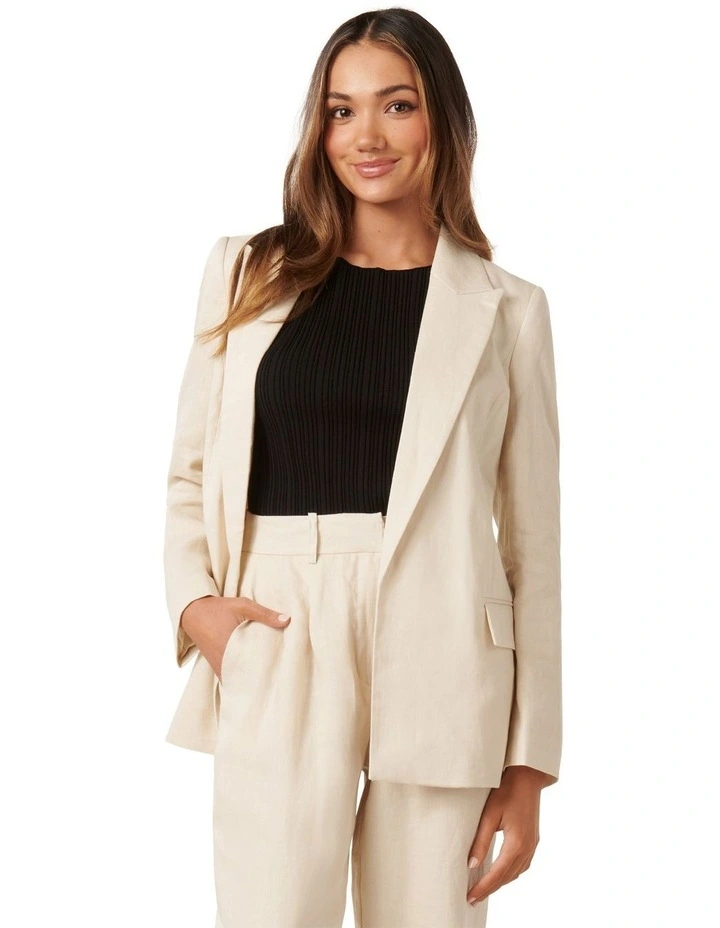 Lacey Linen Blazer in Cream