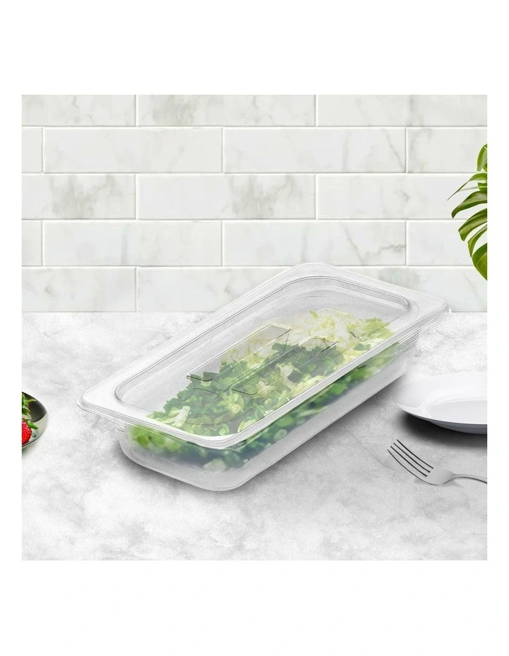 Gastronorm GN Pan 1/3 Food Tray Storage Bundle of 6 with Lid 65mm in Clear