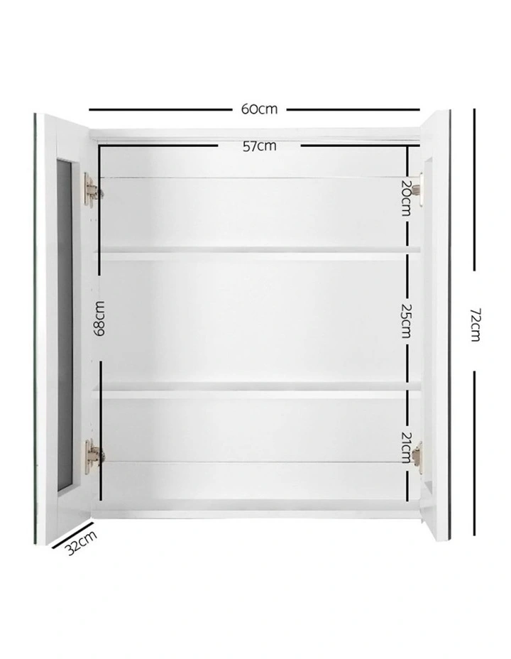 Storage Mirror Cabinet 600mm x720mm in White