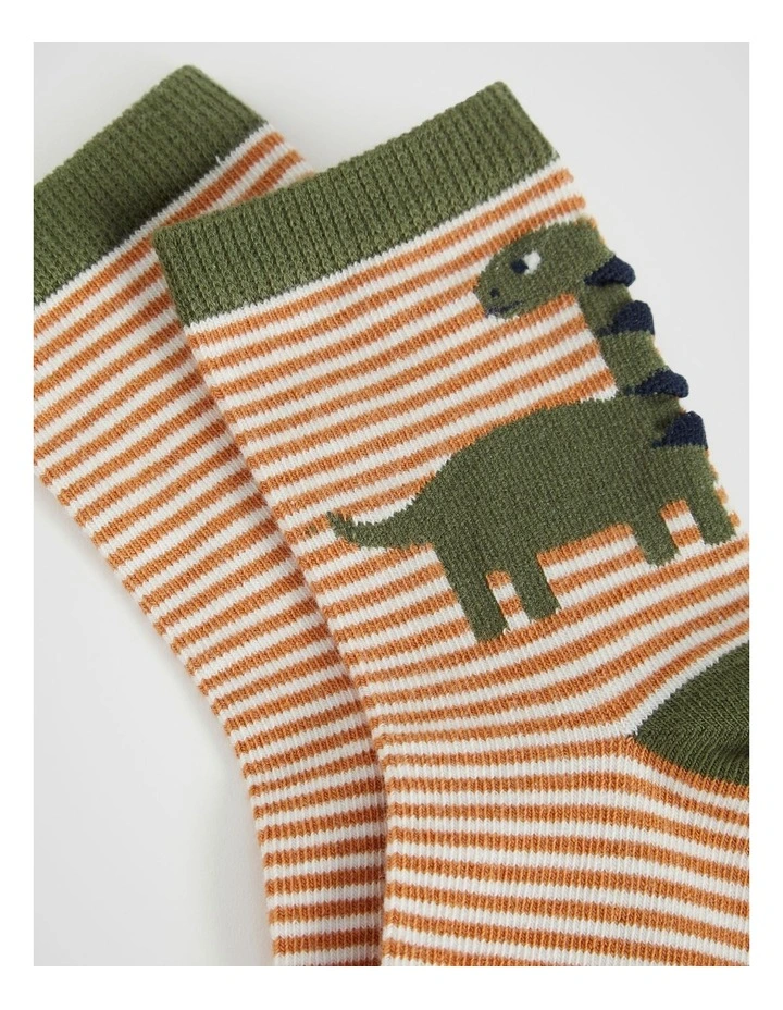Stripe Dino Sock in Multi