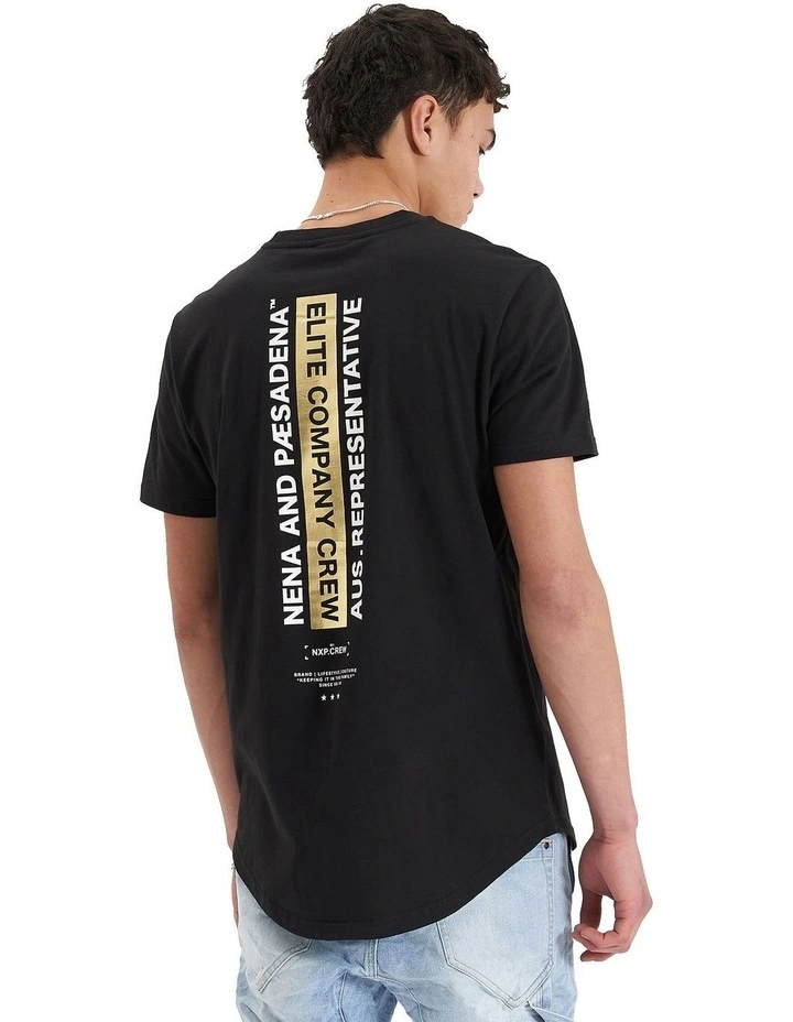 Nave Dual Curved Tee in Black