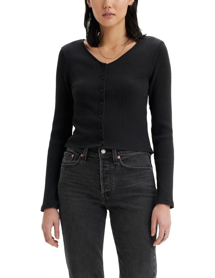 Monica Long-Sleeve T-Shirt in Caviar