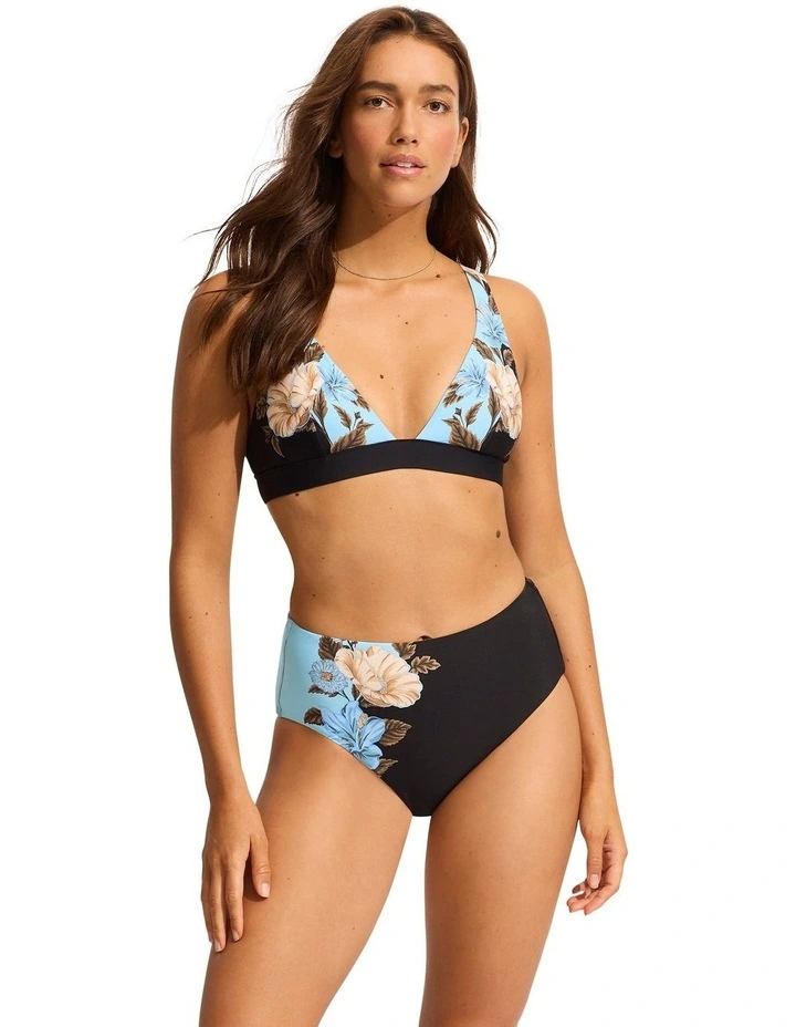 Garden Party High Waisted Bikini Bottom in Black
