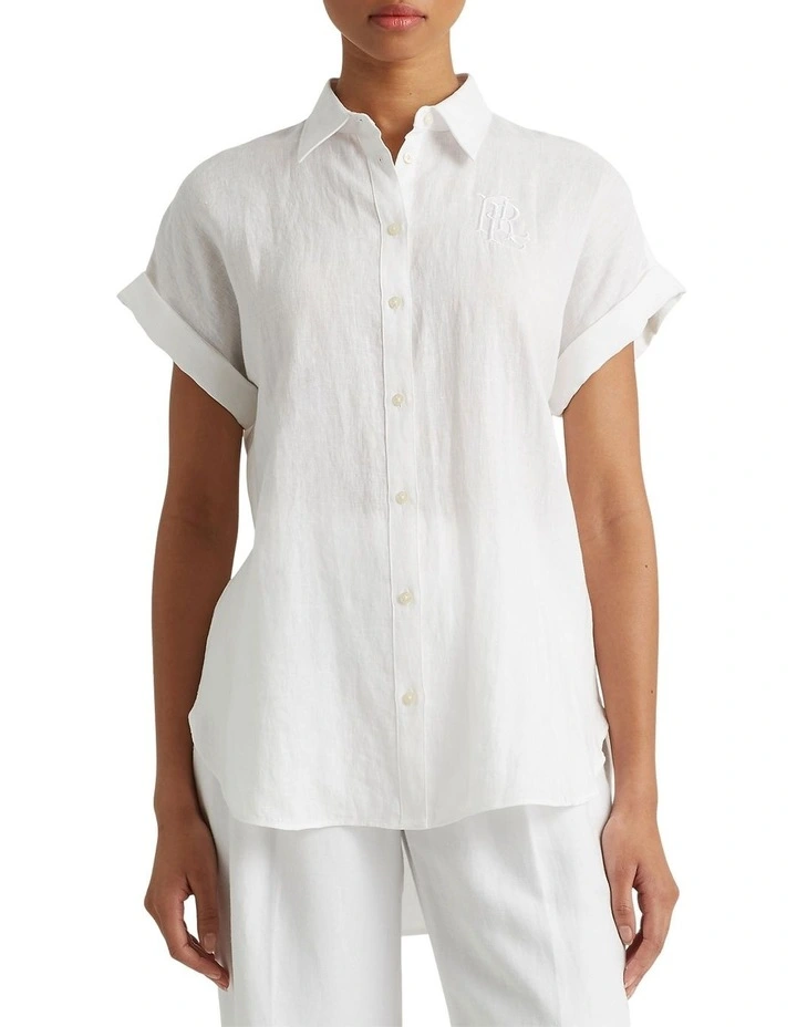 Linen Short-Sleeve Shirt in White