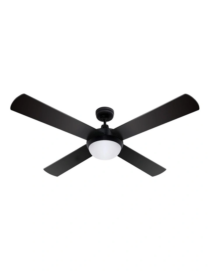 52'' Ceiling Fan 4 Blade With Light Remote Control in Black
