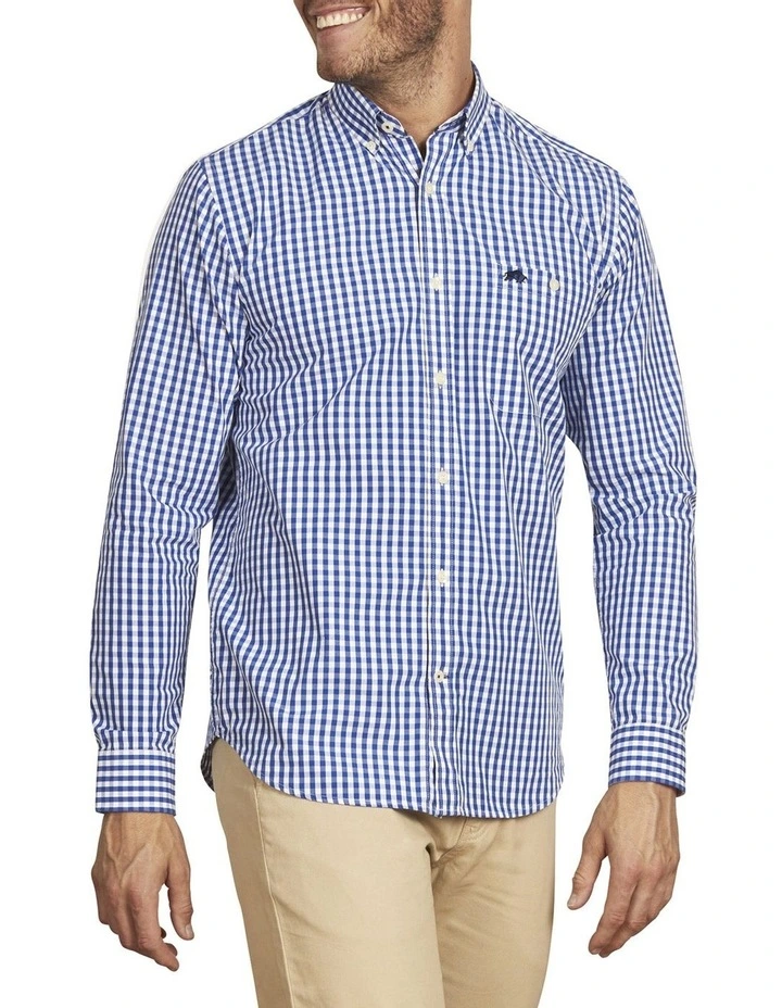 Signature Gingham Check Poplin Long Sleeve Shirt Navy