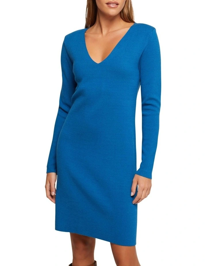 Raquel Knitted Mini Dress in Blue