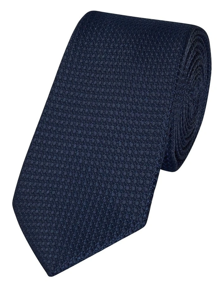 Tie and Print Pocket Square Set in Navy